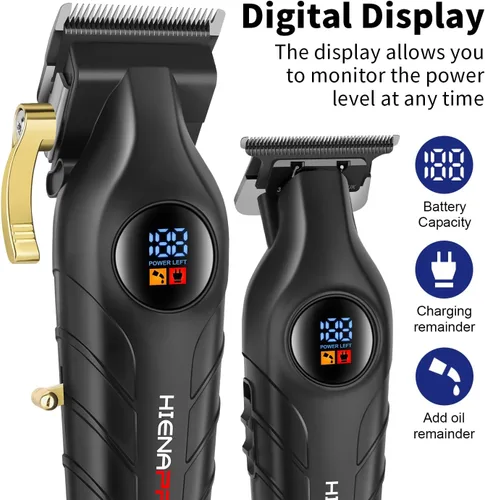 Miniatura 4 de HIENA PRO Juego de cortapelos profesional y kit de recortadora para hombres, cortapelos de peluquería inalámbricos recargables para cortar