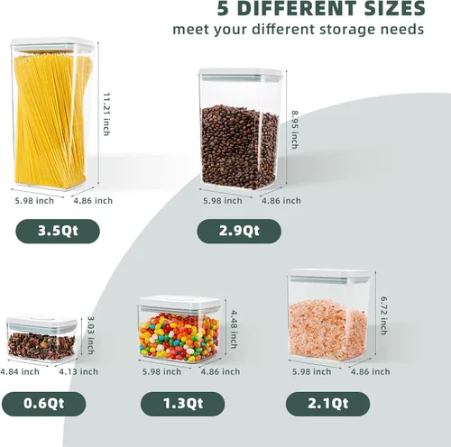 Miniatura 41 de Recipientes Herméticos Pop Apilables - Paquete de 2 Recipientes de Almacenamiento de Cereales con Tapas Herméticas, Recipientes Pop Up a Prueba