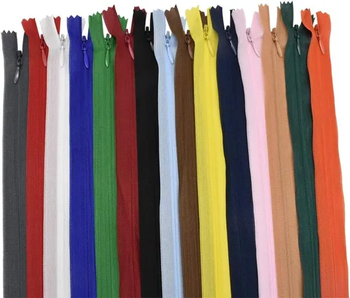 30 piezas de 23 pulgadas con cremallera invisible de seda con cinta de encaje cerrada, vestido de costura para faldas, vestidos de colores surtidos