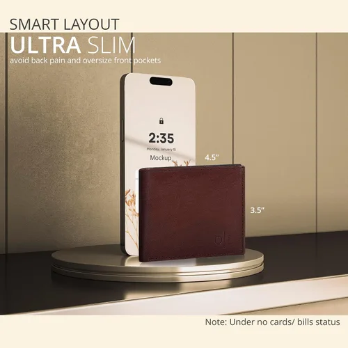 Miniatura 73 de Carteras RFID delgadas para hombres - Cartera de bolsillo frontal de piel genuina
