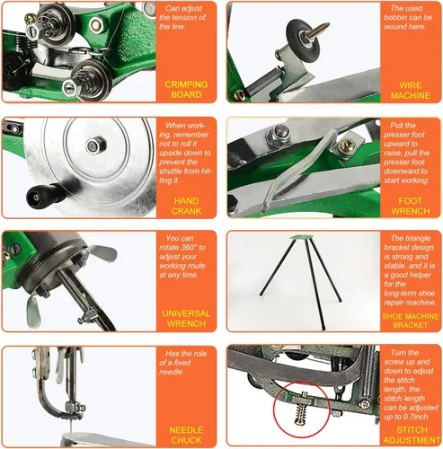 Miniatura 5 de The New Cobbler Machine 10 - Rodamientos, máquina de coser de cuero a mano para reparación de zapatos, máquina de zapatero con línea de nailon