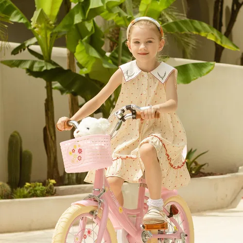Miniatura 5 de Bixike Girls Bike with Basket for Toddlers and Kids Aged 3-14 Years Old, 12 14 16 18 Inch with Training Wheels & Doll Seat, 20 Inch with Kickstand &