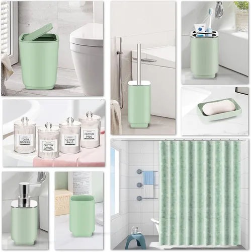 Miniatura 3 de Accesorios de baño verdes, juego de baño de 11 piezas, bandeja, soporte para cepillos de dientes, taza para cepillos de dientes, dispensador