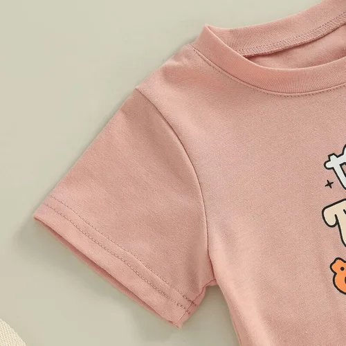 Miniatura 47 de Conjunto de sudadera con cuello redondo y estampado de pastel de calabaza para niña, camiseta y pantalones acampanados