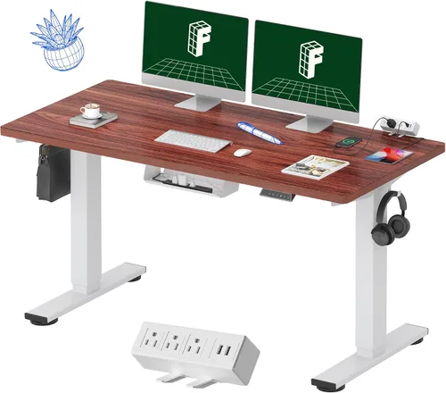 Miniatura 50 de FLEXISPOT EN2 Escritorio de pie de una pieza completa con regleta de alimentación de abrazadera, escritorio eléctrico de altura ajustable de 40 x 24