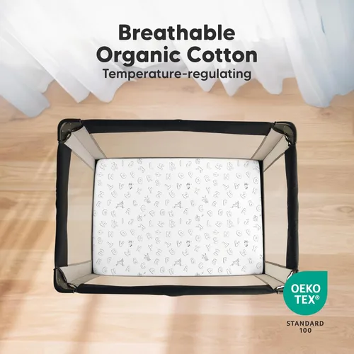 Miniatura 2 de 2 paquetes de sábanas ajustadas para mini cuna - 38x26 sábanas Pack N Play para colchón Pack and Play, algodón orgánico, ropa de cama transpirable