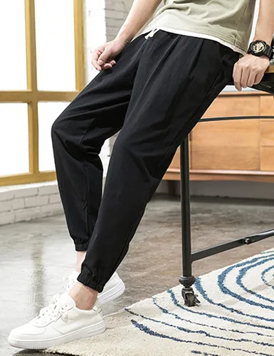 Miniatura 4 de Zontroldy Pantalones de algodón y lino para yoga, golf, playa, jogger, sudor, descanso, harem, pantalones