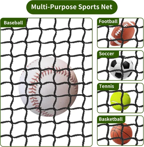 Miniatura 3 de Baseball Net Netting Batting Cage Net Backstop Net - Heavy Duty Nylon Sports Netting with 33FT Rope & Steel Hanging Kit, Multiple Sizes for Backyard