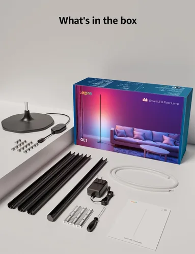 Miniatura 9 de Lepro OE1 Lámpara de pie de esquina AI, lámpara de esquina LED inteligente RGBICW con sincronización de música, habilitada para Alexa, diseñador