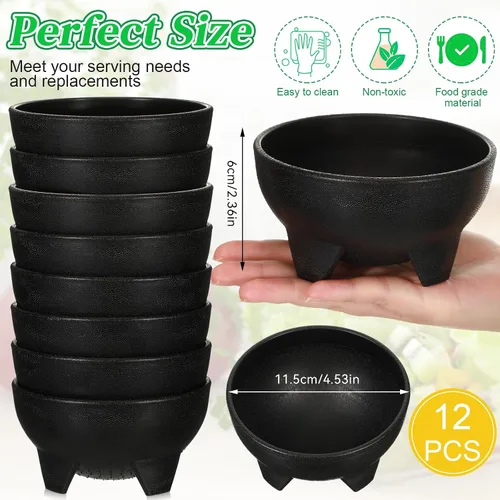 Miniatura 2 de Maxcheck 12 piezas de cuencos de salsa para fiesta de 4.5" de diámetro, cuencos de salsa mexicanos de plástico para guacamole, lindos chips y plato