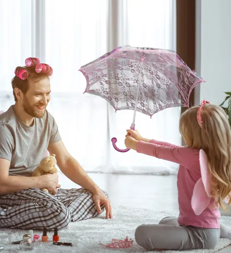 Miniatura 4 de Mozlly Parasol Umbrella With Whistle - Foldable Lace Parasol Tea Party Decorations For Little Girls - 20 Diameter