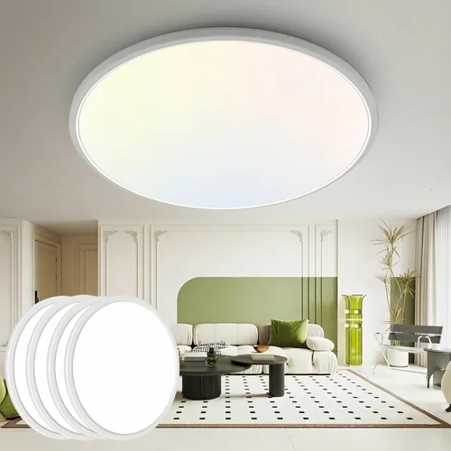 Miniatura 49 de hepside Paquete de 1 lámpara de techo LED de montaje empotrado, color negro, 12 pulgadas, 28 W, regulable 3000K-4500K-6000K, lámpara de techo de 3