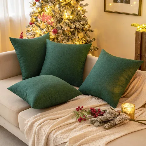 Miniatura 9 de MIULEE - Paquete de 2 fundas decorativas de cojín para exterior, impermeables, sólidas, de lino falso navideño, para jardín, granja, para patio