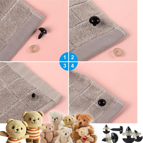 Miniatura 7 de Yexixsr 566 ojos de seguridad para Amigurumi, varios tamaños de ojos y narices de seguridad con arandelas, para oso de peluche, muñeco de peluche