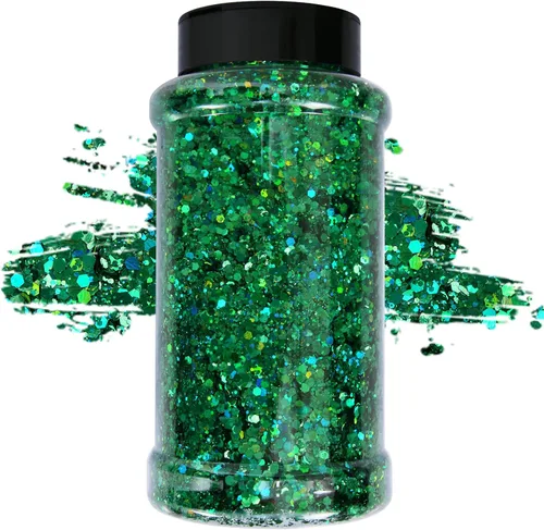 TORC 1 libra de purpurina holográfica verde esmeralda de 16 onzas, mezcla de purpurina gruesa de Navidad a granel para manualidades de resina, arte