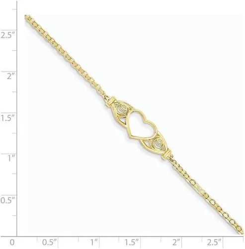 Miniatura 2 de Finejewelers 10 pulgadas oro amarillo 14k pulido corazón antiguo tobillo