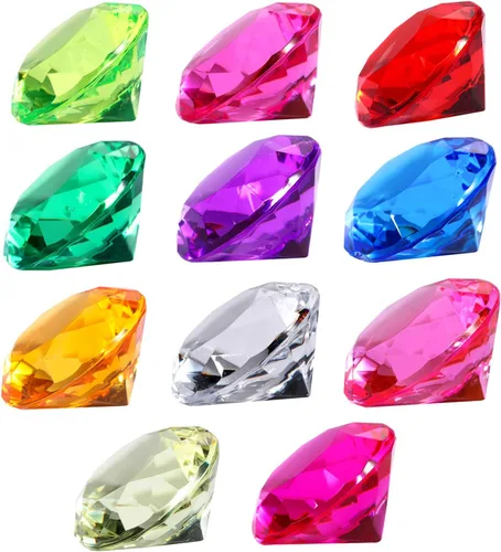 75 piezas de gemas acrílicas multicolor de plástico para decoración de fiesta del tesoro pirata, decoración de mesa, jarrón, llenador, pecera, etc,
