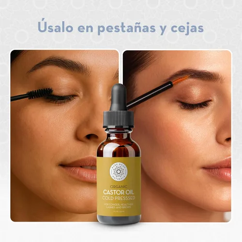 Miniatura 7 de Pure Body NaturalsAceite orgánico de ricino con kit aplicador para pestañas y cejas crecimiento, 1 oz líq.