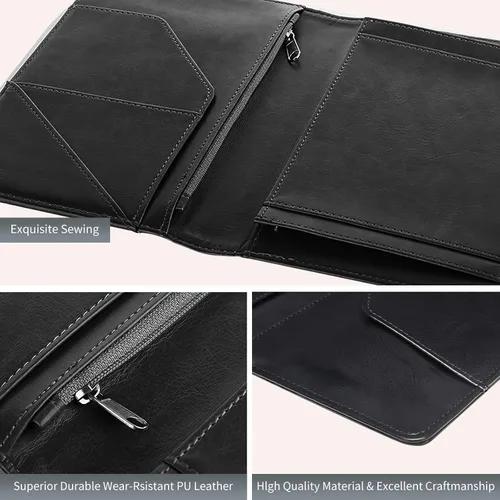 Miniatura 4 de Librería de gato flores lindos libros de servidor para camarera, cartera de cuero para camarero con bolsillo para dinero, 5 x 8 camareras soporte