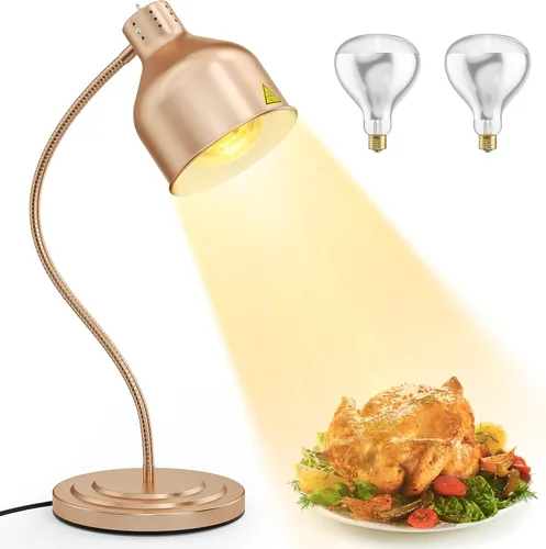 Miniatura 11 de Lámpara de calor de alimentos, 500 W de doble cabeza de acero inoxidable comercial lámpara calentadora de alimentos con rotación de 540° y 3 Rojo