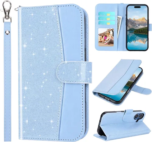 Miniatura 24 de ULAK Compatible con iPhone 15 Estuche tipo cartera para mujer, funda tipo billetera de piel PU premium con tarjetero, función de caballete, estuche