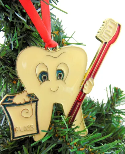 Miniatura 2 de Dentista Ornamento Diente con cepillo de dientes Decoración de Navidad Dental, 4 pulgadas