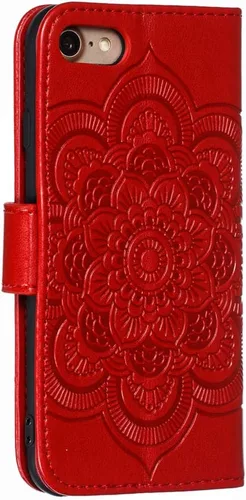 Miniatura 3 de LEECOCO - Funda para iPhone 8, diseño de mandala en relieve de piel sintética de lujo, cartera con tapa para cuaderno, soporte magnético, ranura LD
