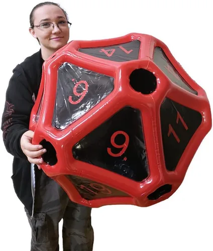Black Bazaar Dados grandes D20 inflables extra grandes gigantes para juegos DND RPG de mesa Juego de rol Calabozos y dragones Negro y rojo