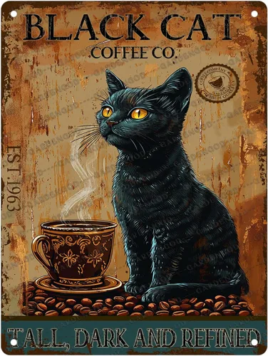 Miniatura 14 de Cartel de café con texto en inglés «Because Murder Is Wrong», póster metálico de 16 x 12 pulgadas CAFÉ CAT 3