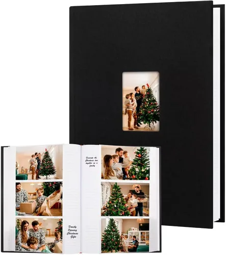 Álbum de fotos de 450 bolsillos de 4 x 6 pulgadas con espacio de escritura, cubierta de lino de gran capacidad, libro con capacidad para 450 fotos