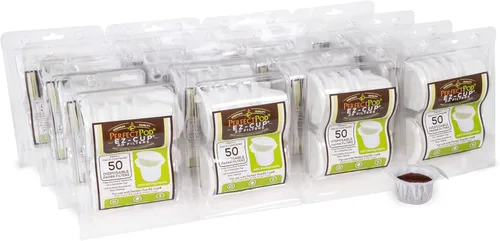Perfect Pod EZ-Cup Filtros de café de papel con tapa patentada para cafeteras de una sola porción y cápsulas de café, compatibles con Keurig,