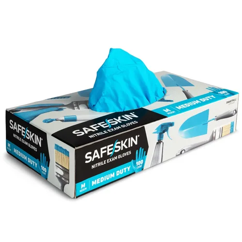 SAFESKIN Guantes desechables de nitrilo, para trabajos medianos, sin polvo, para manipulación de alimentos, primeros auxilios, limpieza, jardinería,