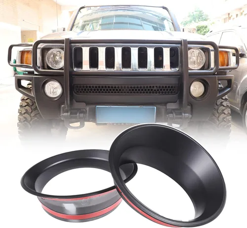 Miniatura 10 de Anillo de cubierta de lámpara antiniebla delantera para accesorios Hummer H3 2005-2009, protector de marco de lámpara antiniebla, parachoques