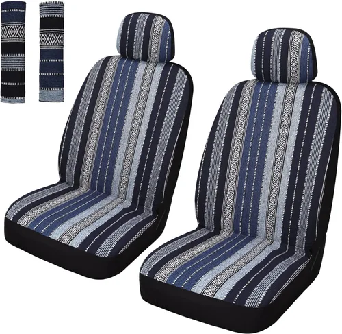 Miniatura 7 de Pariitadin Baja - Fundas para asientos delanteros de automóvil tipo manta de montura con almohadillas para cinturón de seguridad, fundas de asiento