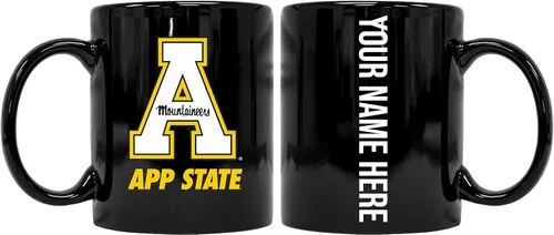 Collegiate Custom Appalachian State - Taza de cerámica personalizada de 8 onzas con tu nombre en la parte posterior (negro) Producto universitario