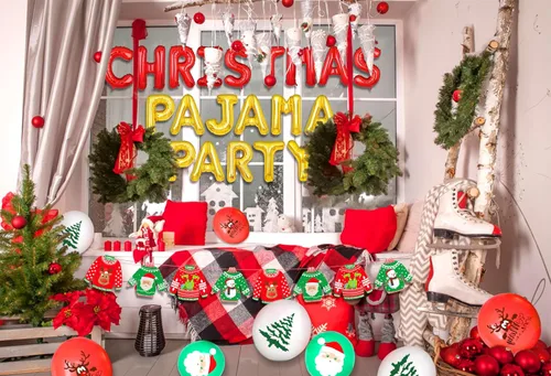 Miniatura 6 de LaVenty 14 piezas de pijamas de Navidad, decoración de fiesta de pijamas de Navidad, suministros de juegos para fiesta, decoración de fiesta fea