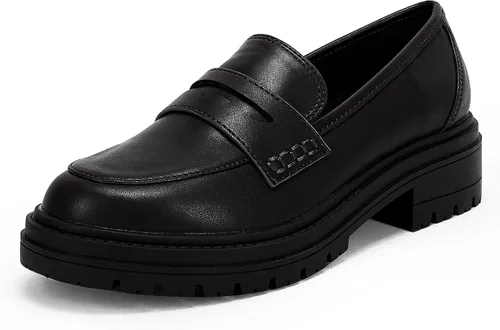 Mocasines de plataforma para mujer suela de taco tacón grueso antideslizantes de piel sintética casuales cómodos con punta redonda zapatos Oxford