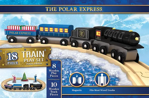Miniatura 2 de MasterPieces The Polar Express Train – Juego de Motor y Furgón de Cola de Madera Edición de Coleccionista de 2 Piezas – Conexión Magnética