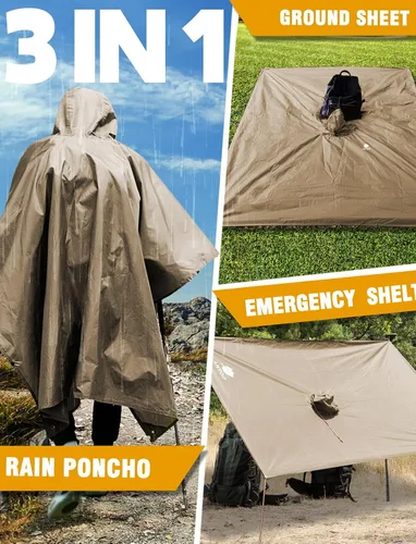 Miniatura 114 de ANYOO Poncho de lluvia con capucha para adultos, impermeable, ligero, para hombres y mujeres, chaqueta de lluvia reutilizable para emergencias al