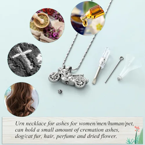 Miniatura 8 de Imrsanl Joyería de cremación para cenizas, motocicleta, automóvil pequeño, collar de urna de tractor para cenizas para hombres, recuerdo