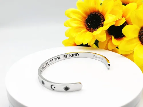 Miniatura 140 de Pulseras inspiradoras para mujer, joyería de acero inoxidable, con refranes, pulsera motivacional con mensaje oculto, pulseras grabadas para mejor