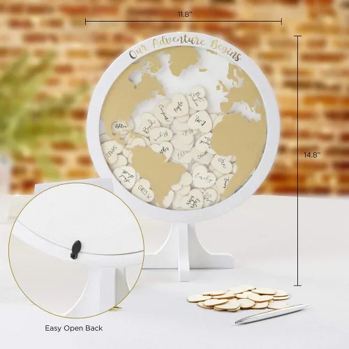 Miniatura 8 de Kate Aspen Libro de invitados de boda alternativo - Our Adventure Begins Globe Frame Recuerdo (22101NA), negro