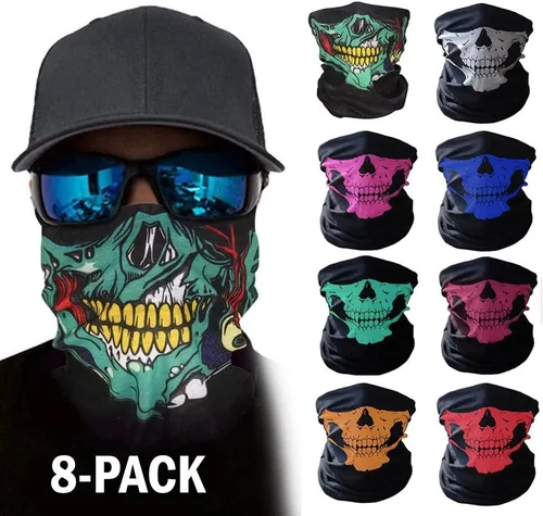 Miniatura 8 de 8 máscaras faciales de calavera, pasamontañas, fantasma, motociclista, bandana para motocicleta, bufanda mágica, a prueba de polvo, calentador