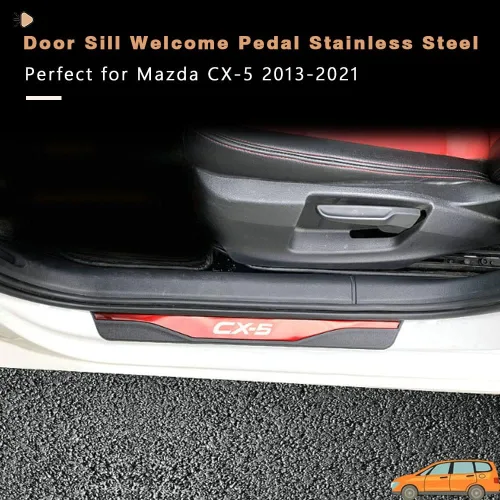 Miniatura 2 de para Mazda CX-5 CX5 2013-2025 4 piezas de acero inoxidable defensa del umbral de la puerta antiarañazos protector de parachoques puerta cubierta Rojo