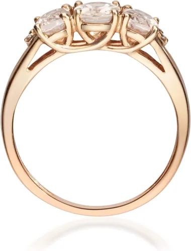Miniatura 2 de Gin & Grace Anillo de compromiso de oro rosa de 10 quilates con diamantes de morganita natural de 3 piedras para mujer, Oro blanco Gema Piedra