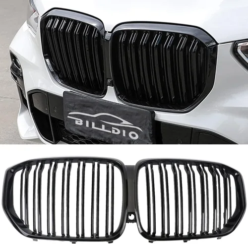 Miniatura 15 de Parrilla Frontal de Listones Individuales Compatible con X5 G05 2019 2020 2021 2022 2023 (Parrilla de Riñón Negra Brillante)