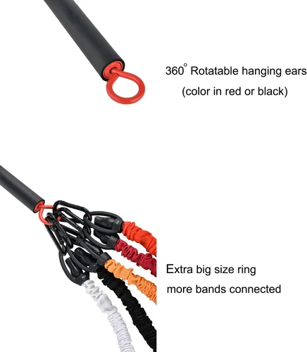 Miniatura 3 de Barra de banda de resistencia para fitness, barra de entrenamiento de pilates de acero portátil para ejercicio, barra de 3 piezas para bandas