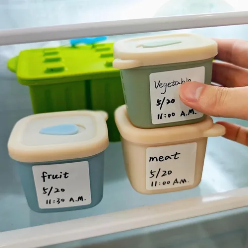 Miniatura 4 de Recipientes de silicona para alimentos para bebés, tarros reutilizables de almacenamiento de alimentos para bebés de 4 onzas con tapas, perfectos