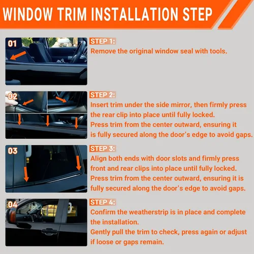 Miniatura 7 de Burlete de moldura de ventana compatible con Tundra 2007-2020 Double Cab reemplaza 68160-0C020 68210-0C020 68163-0C010 68164-0C010