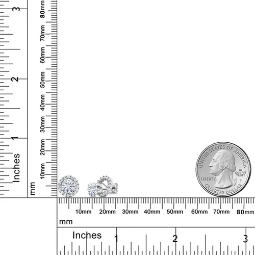 Miniatura 90 de Gem Stone King Aretes redondos de plata de ley 925 de 0.236 in con piedra natal extraíble para mujer